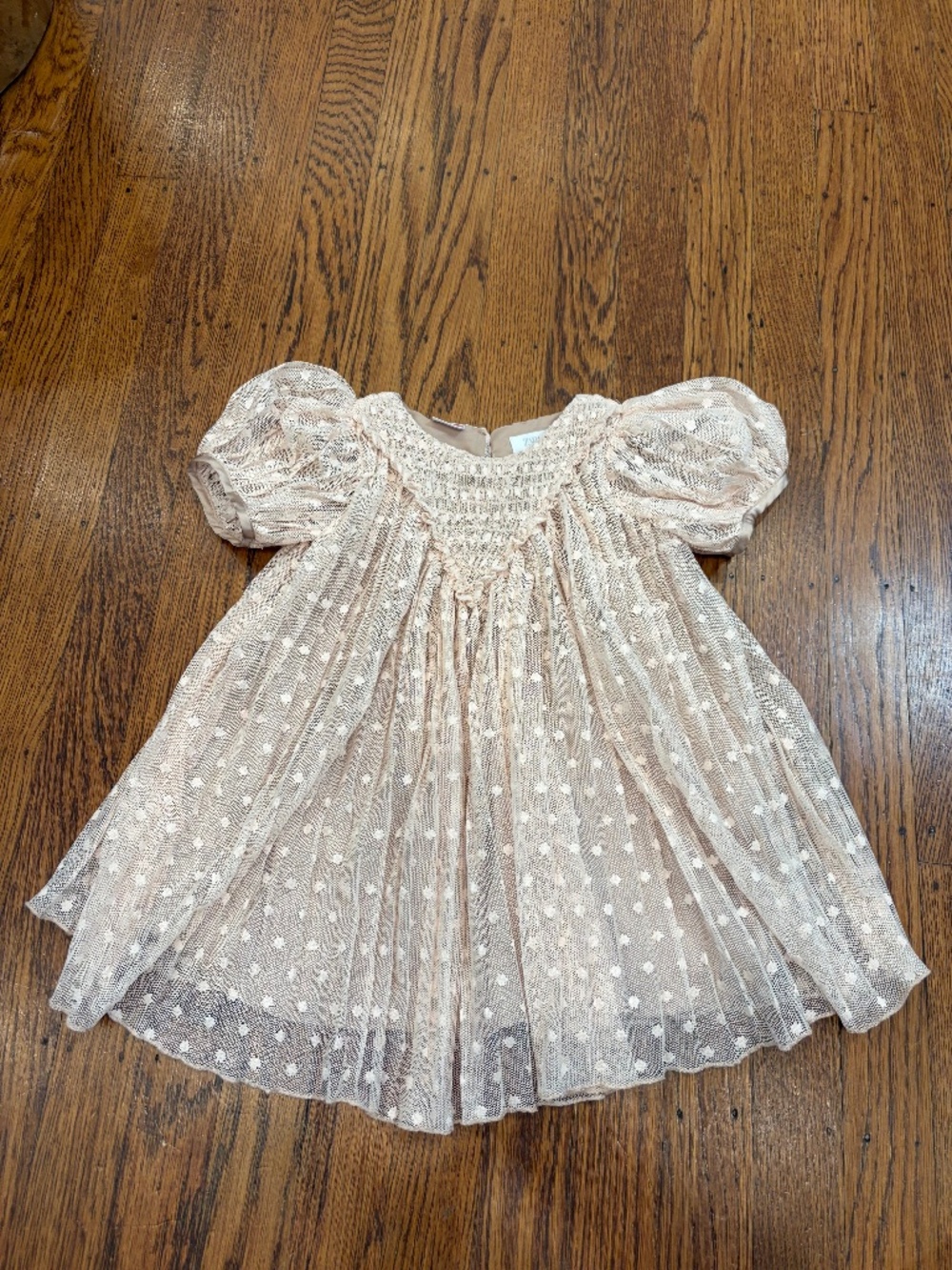 Zara Baby Pink Blush Polka Dot Lace Tulle Dress 12-18 Months